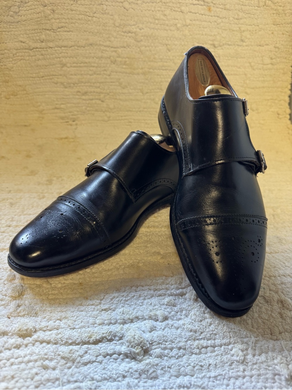 Allen Edmonds Black Leather Double Monk Strap Oxfords